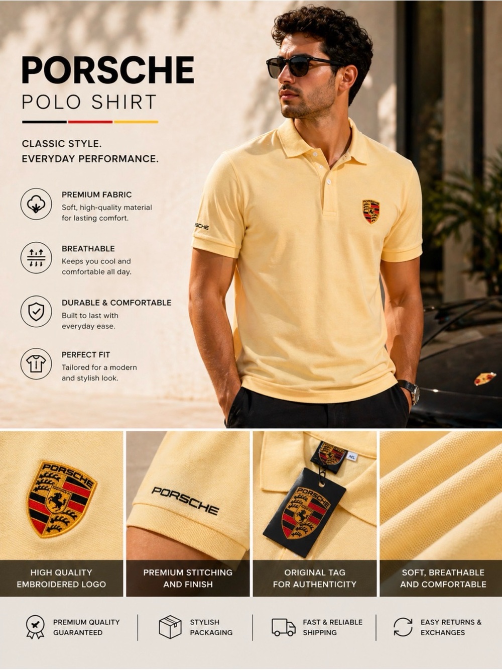 Big sale men Porsche polo shirts size XXL fit XL New with the tag
